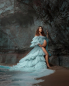 Preview: RIHANNA in BLAU#83 Babybauch Kleid für Fotoshooting