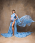 Preview: AFRODITA in BLAU Babybauch Kleid für Fotoshooting
