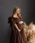 Preview: AMBER in BRAUN Babybauch Kleid für Fotoshooting