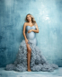 Preview: PARIS in BLAU#83 Babybauch Kleid für Fotoshooting