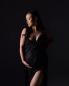 Preview: Wet Look in SCHWARZ Babybauch Kleid für Fotoshooting