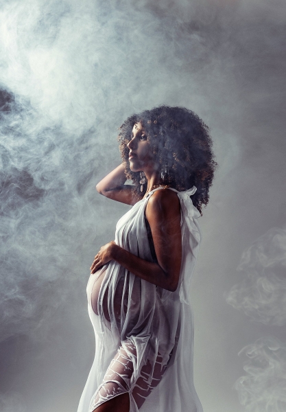 ONE SHOULDER Wet Look maternity dress