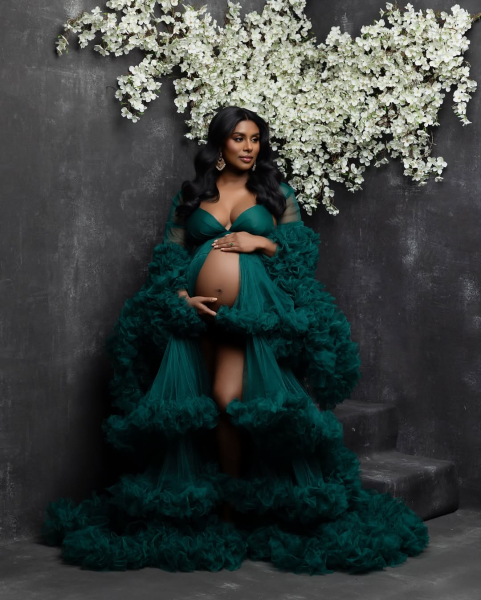 KATHY in EMERALD#67 maternity gown for photoshooting