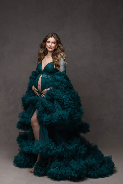 Preview: KATHY in EMERALD#67 maternity gown for photoshooting