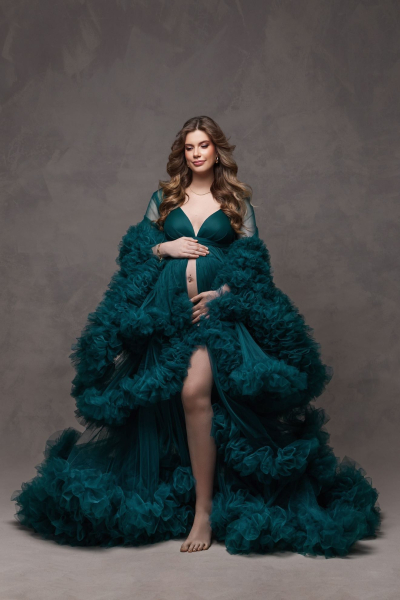 KATHY in EMERALD#67 maternity gown for photoshooting