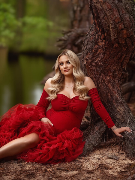 Preview: PARIS in RED#44 maternity dress for photoshooting or babyshower