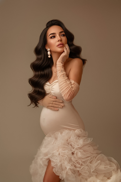 PARIS in CREAM#84 maternity dress for photoshooting or babyshower