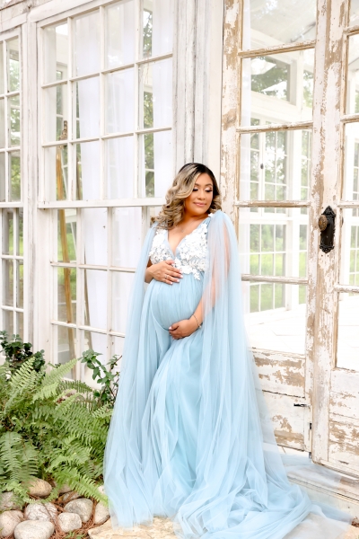 BETH in BLUE Maternity dress for Photoshoot or Babyshower