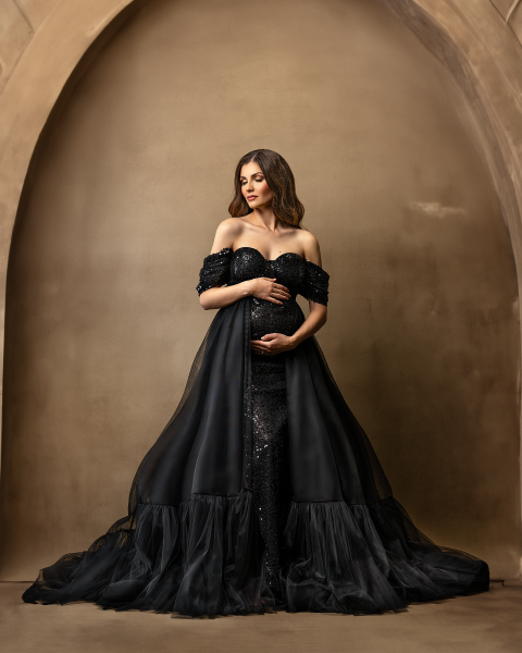 GLAM in BLACK maternity gown