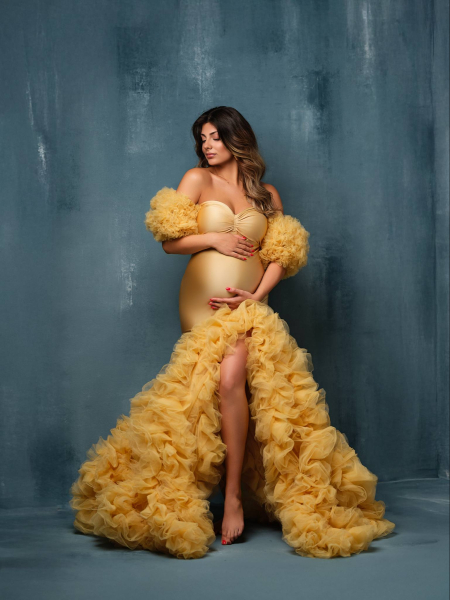 PARIS in GOLD#27 Babybauch Kleid für Fotoshooting