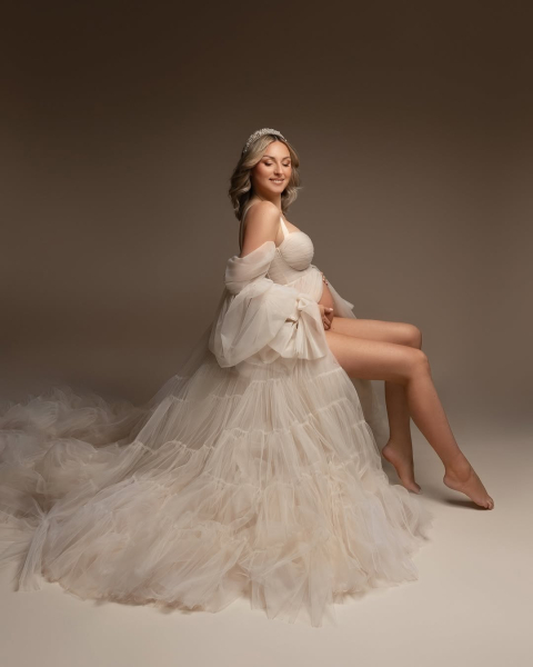 Preview: KATE in CREAM#84 Babybauch Kleid für Fotoshooting