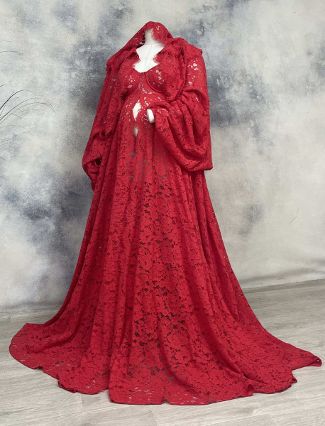 MARIA in RED maternity gown for photoshooting