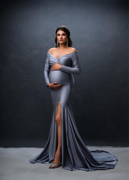 CLASSIC in BLAU Babybauch Kleid