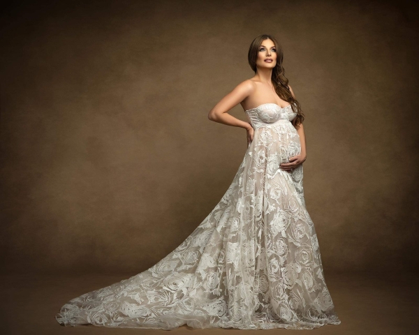 ROSE in IVORY Babybauch Kleid für Fotoshooting