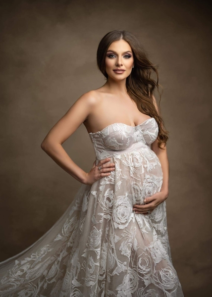 ROSE in IVORY Babybauch Kleid für Fotoshooting