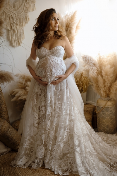 ROSE Babybauch Kleid für Fotoshooting