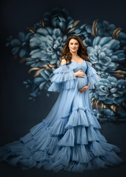 FLAMINGO in BLUE maternity gown for Photoshooting