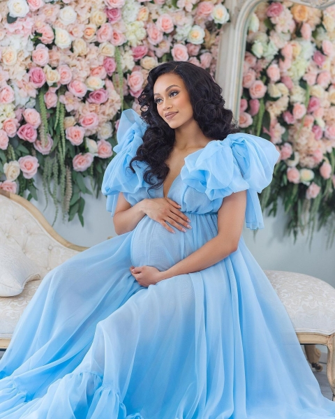 AMBER in BLUE Babybauch Kleid für Fotoshooting