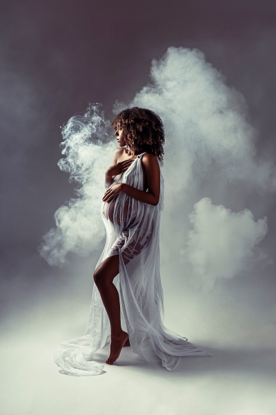 ONE SHOULDER Wet Look maternity dress