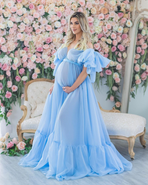 AMBER in BLUE Babybauch Kleid für Fotoshooting