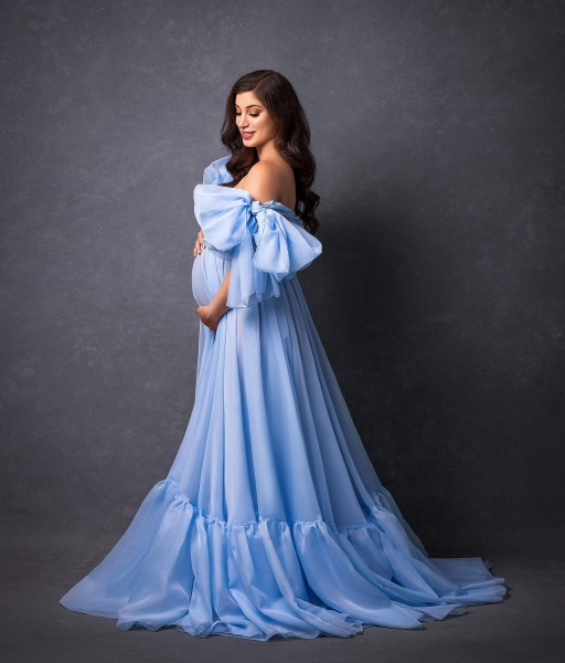 AMBER in BLUE Babybauch Kleid für Fotoshooting