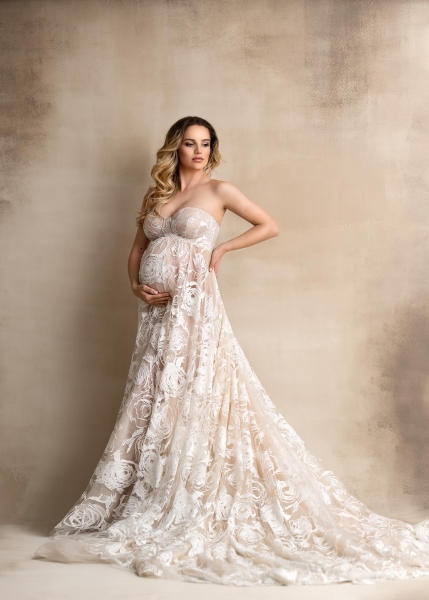ROSE in IVORY Babybauch Kleid für Fotoshooting