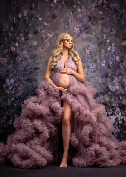 ESMERALDA in MAUVE  Babybauch Kleid für Fotoshooting