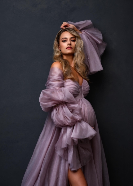 GLOW in LILAC#81 materinity gown for photoshooting