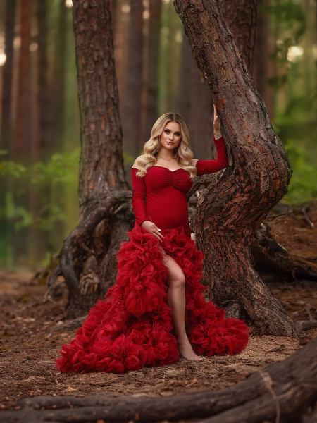 PARIS in ROT#44 Babybauch Kleid für Fotoshooting