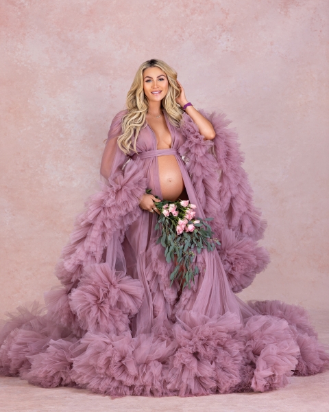 JADORE in MAUVE #59 maternity robe for photoshooting