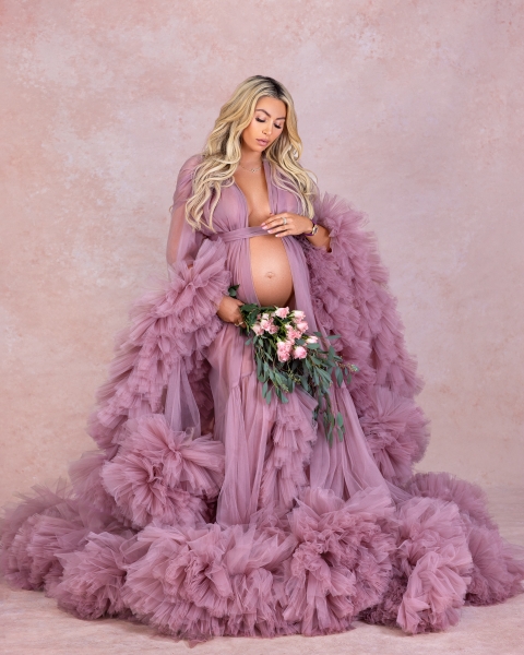 JADORE in MAUVE #59 maternity robe for photoshooting