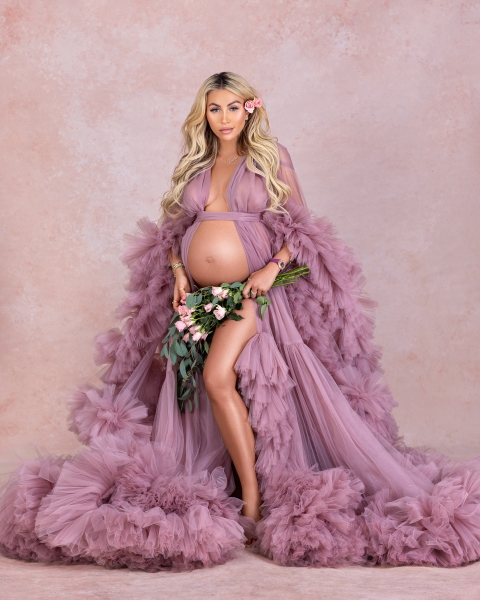 JADORE in MAUVE #59 maternity robe for photoshooting