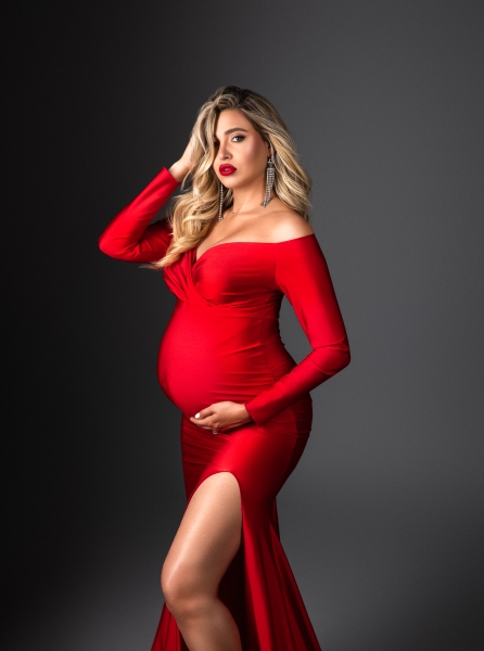 CLASSIC in RED maternity gown