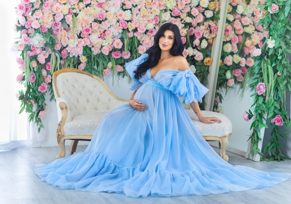 AMBER in BLUE Babybauch Kleid für Fotoshooting