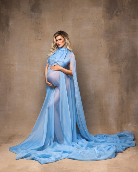 AFRODITA in BLAU Babybauch Kleid für Fotoshooting
