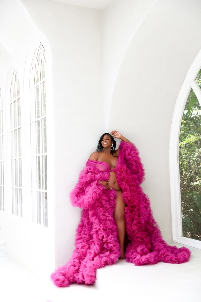 BARBARA in MAGENTA#45 EXTRA FLUFF maternity gown