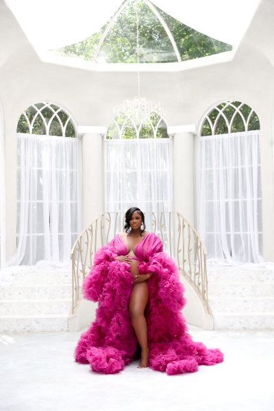 BARBARA in MAGENTA#45 EXTRA FLUFF maternity gown