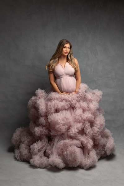 ESMERALDA in LILAC#81 Babybauch Kleid für Fotoshooting