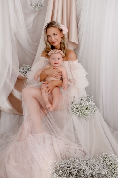 LEILA in CREME#84 Babybauch Kleid für Fotoshooting