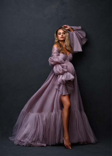 GLOW in LILAC#81 materinity gown for photoshooting