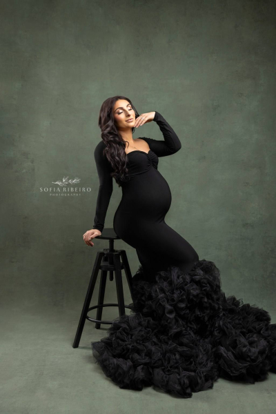 PARIS mit ENG ANGLIEGENDEN ÄRMEL Babybauch Kleid für Fotoshooting